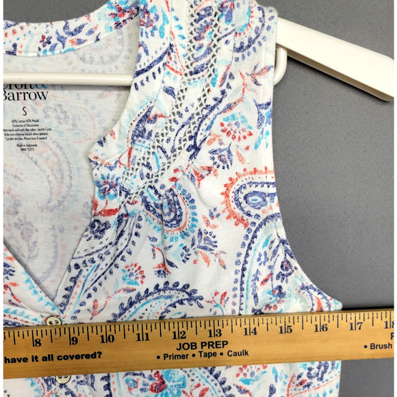 Croft & Barrow Paisley Tank Top Womens S White V-Neck Sleeveless Floral Cottage - Picture 6 of 9
